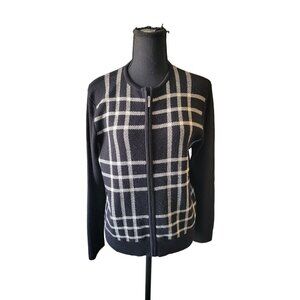 Pendleton Checkered Long Sleeve Full Zipper Lightweight Sweater Cardigan Size S